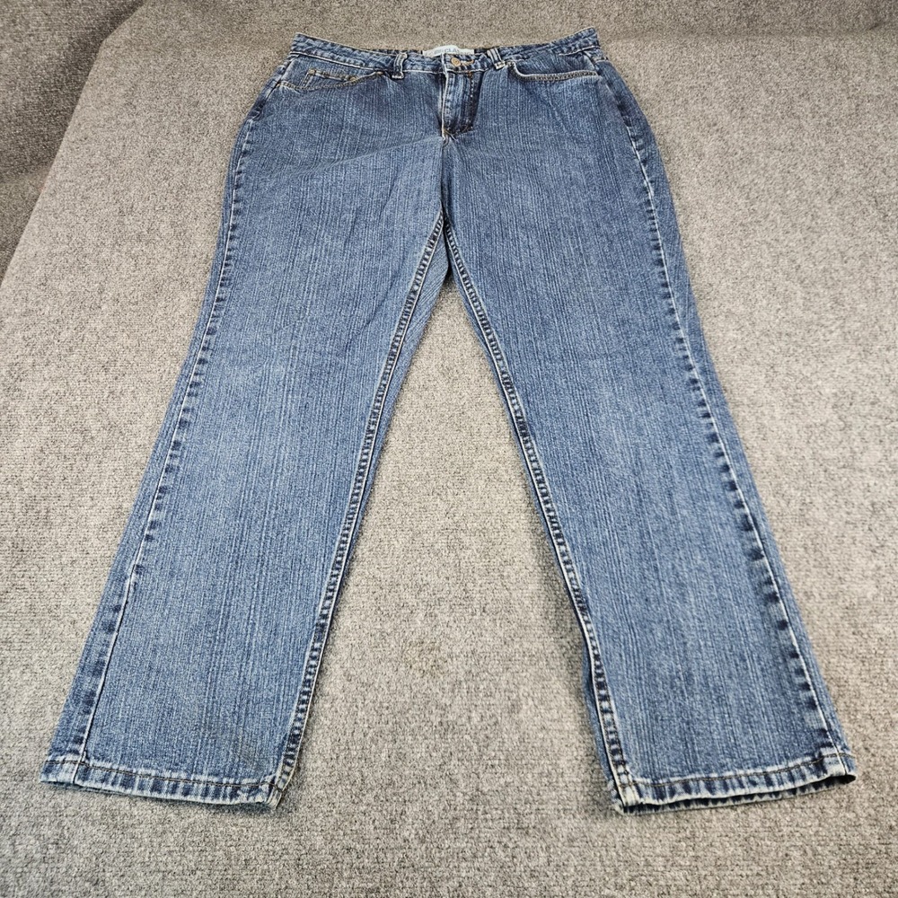 Faded Glory Classic Straight Leg Jeans Womens 16 Regular Dark Stonewash Denim